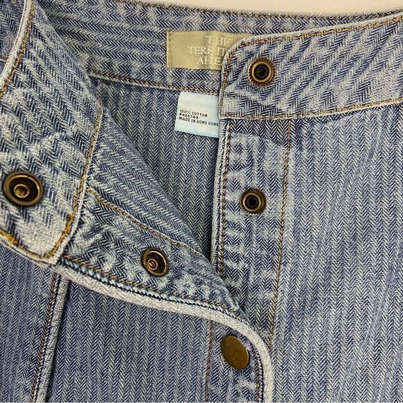 Vtg 90s Y2K  Womens Denim Midi Skirt Size 4 Buttoned Down Striped Hippie Western - Picture 5 of 14